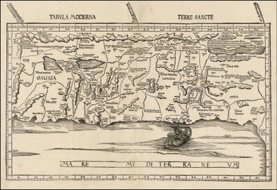 マルティン・ヴァルトゼーミュラーによる1513年のパレスチナ地図 作： マーティン・ヴァルトゼーミュラー