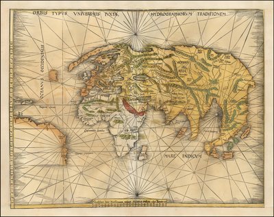 マルティン・ヴァルトゼーミュラーによる1513年の世界地図 作： マーティン・ヴァルトゼーミュラー