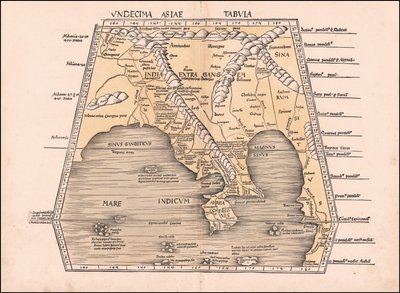 マルティン・ヴァルトゼーミュラーによる東南アジア、中国、インドの1513年地図 作： マーティン・ヴァルトゼーミュラー