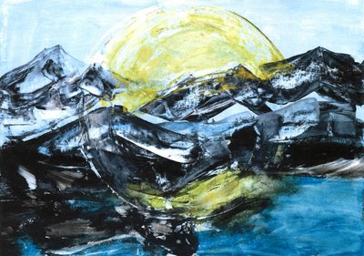 月明かりの下で山の湖 作： Martina Konitzky