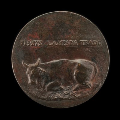 リクライニングしているウシ［逆］。 作： Martino da Bergamo