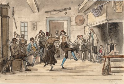 ノルウェーの農家で踊る 作： Martinus Rørbye