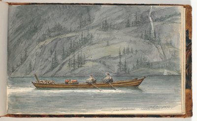 手漕ぎボートのあるフィヨルドの風景。 クレーデレン、ノルウェー 作： Martinus Rørbye