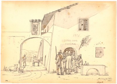 オステリアの外のイタリア人 作： Martinus Rørbye