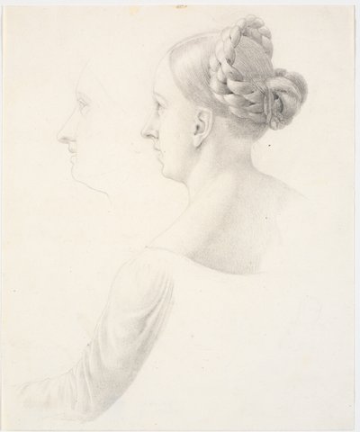 左、肩、左腕の横顔の女性の頭 作： Martinus Rørbye