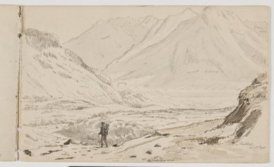 ハイカーと山の風景 作： Martinus Rørbye
