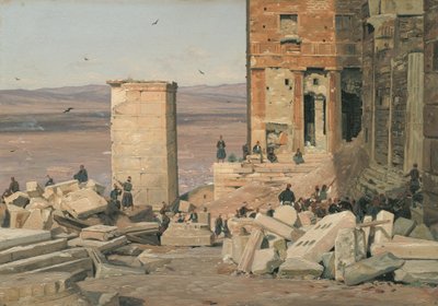 アクロポリスの遺跡で働くギリシャ人 作： Martinus Rørbye