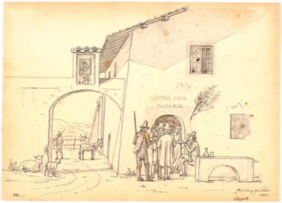 オステリアの外のイタリア人 作： Martinus Rørbye
