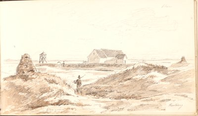 Råbjerg 教会の砂丘の風景 作： Martinus Rørbye