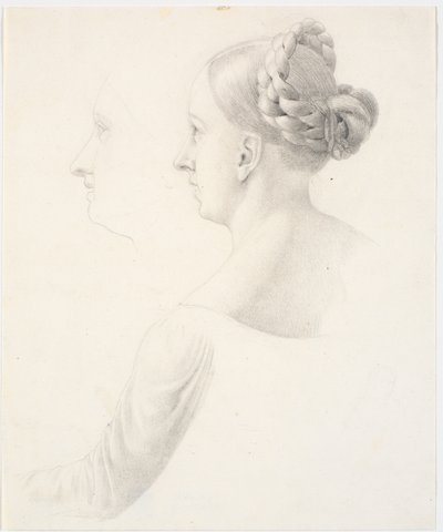 左、肩、左腕の横顔の女性の頭 作： Martinus Rørbye