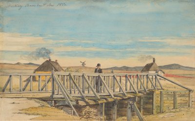 Mosbjerg近くの橋のある風景、1833年。 作： Martinus Rørbye