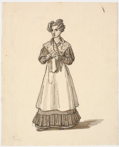 編み物の服を着た若い立っている女の子 作： Martinus Rørbye