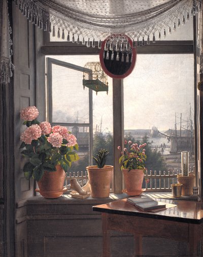 アーティストの窓からの眺め 作： Martinus Rørbye