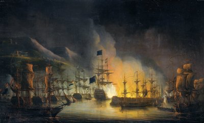 アルジェの砲撃 (1816 年 8 月 26 ～ 27 日) 作： Martinus Schouman (signed by artist)