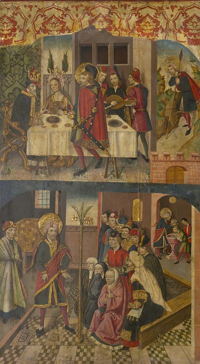 聖クリストファーがサタンを恐れた王を去る、聖クリストファーとその改宗者、1480-85 作： Martín de Soria