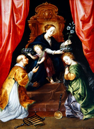 聖母子と聖女エリザベートとローマのロレンス」（油彩・パネル） 作： Martyn and Brueghel Jan the Younger Pepyn