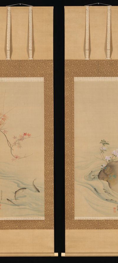 夏から秋にかけての鮎、1785年。 作： Maruyama Okyo