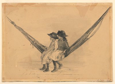 ハンモックに乗るメアリーとエレノア・ヘイグ 作： Mary A. Hallock Foote
