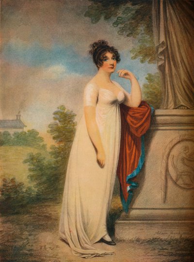 「彫像の土台に立つメアリー・アン・クラーク」、1803年 作： Mary Anne Clarke