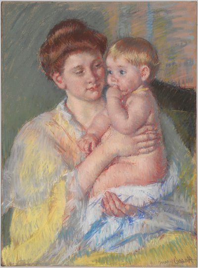 人差し指を口にくわえるベイビー・ジョン 作： Mary Cassatt