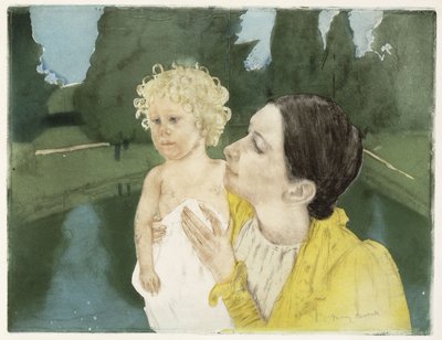 池のそば、1898年頃 作： Mary Cassatt