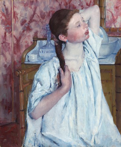 髪を整える少女（1886年 作： Mary Cassatt