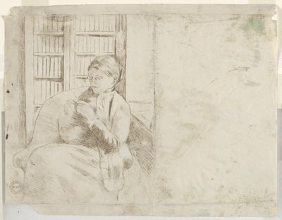 図書館で編み物c。 1881年。 作： Mary Cassatt