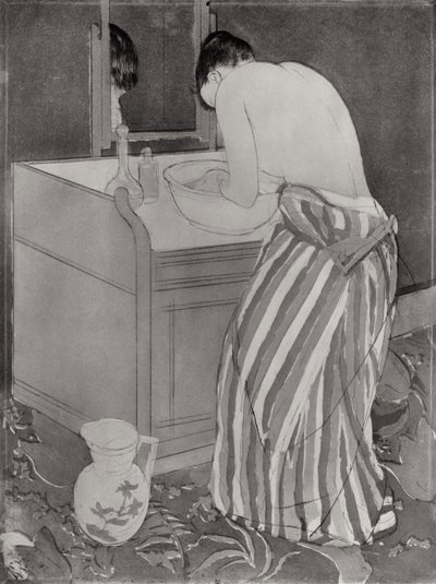 La Toilette、1891年（紙にドライポイントと熟知者） 作： Mary Cassatt
