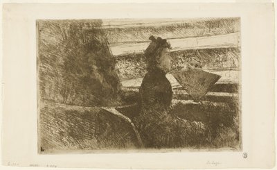 レディ・イン・ブラック、ロージェ、右向き 作： Mary Cassatt