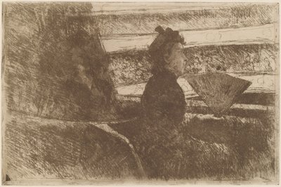 黒衣の女、ローゲの中、右向き、1880年頃。 作： Mary Cassatt