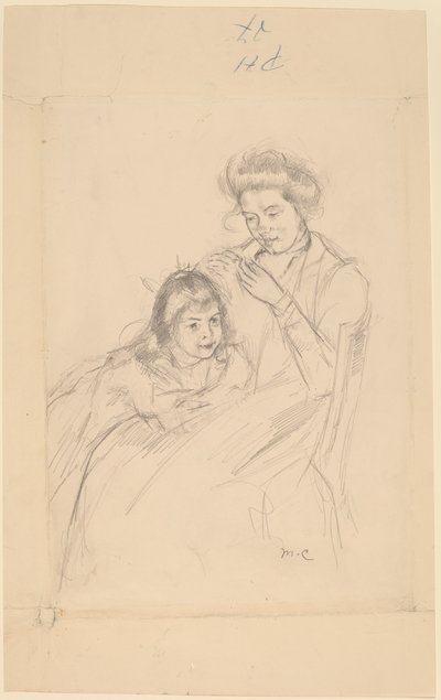 玲音の膝にもたれるマルゴー 1902年頃 作： Mary Cassatt