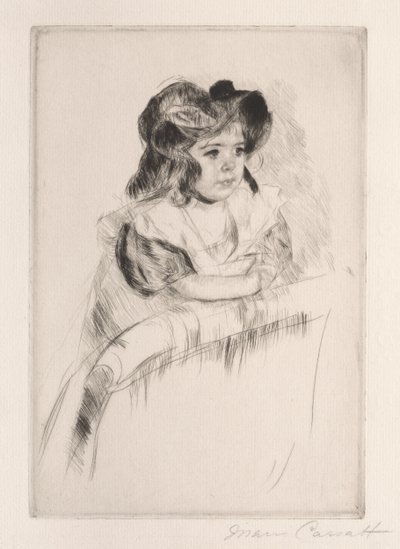 マーゴット、肘掛け椅子の背中に安静時の腕、c。 1903。 作： Mary Cassatt