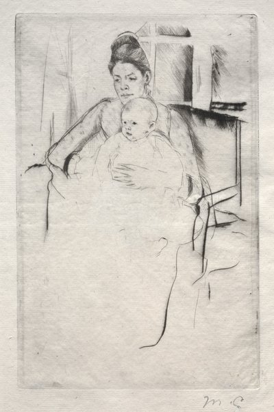 窓の近くに座っているガードナーカサット夫人と彼女の赤ちゃんc。 1887。 作： Mary Cassatt
