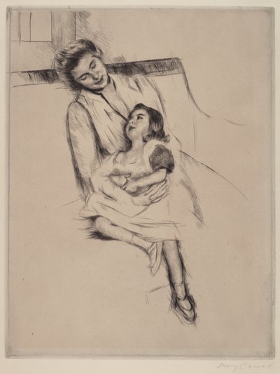 ソファに座るレーヌとマルゴット No.2 1902年頃 作： Mary Cassatt
