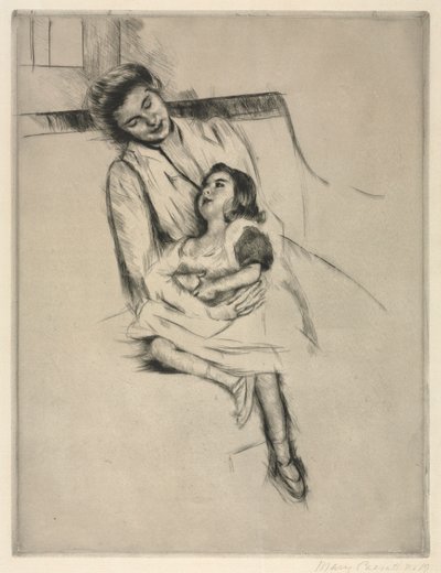 ソファに座ったレインとマーゴットc。 1902。 作： Mary Cassatt
