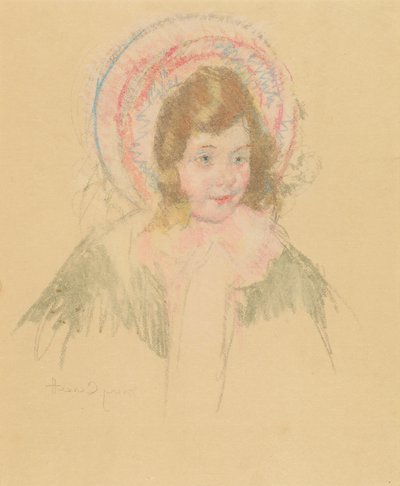 ボンネットとコートを着たサラ 作： Mary Cassatt