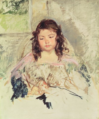 「丸い椅子のフランソワーズ、読書」または「ピンクの少女」c.1908のスケッチ 作： Mary Cassatt