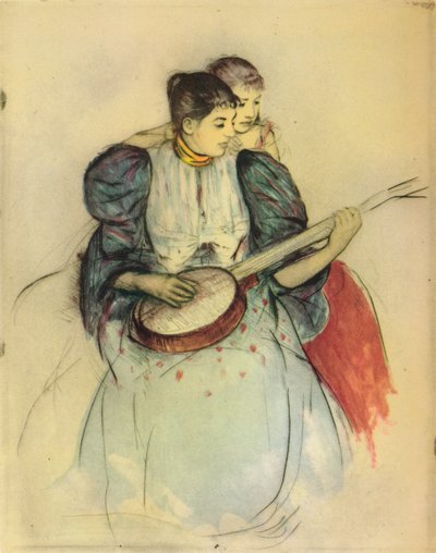 バンジョーレッスン、1893年、1946年。 作： Mary Cassatt
