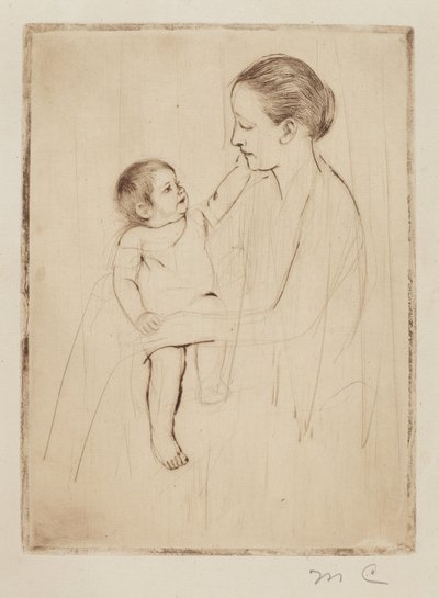 1891年頃の「The Caress」。 作： Mary Cassatt