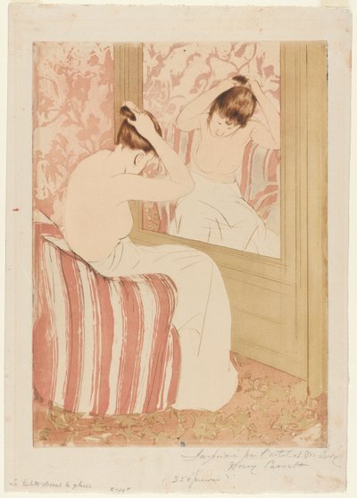 髪形、1890-1891。 作： Mary Cassatt