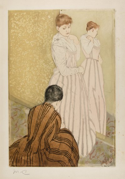 フィッティング、1890-91 作： Mary Cassatt