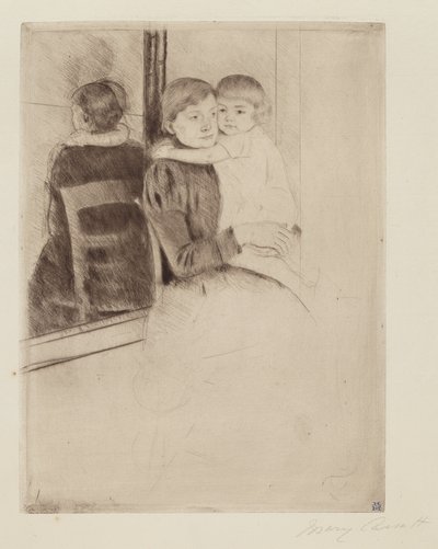 ミラー、c。 1891年。 作： Mary Cassatt