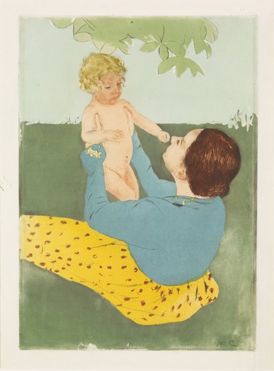 馬栗の木の下で、1896-97年（ドライポイントとアクアチントの色） 作： Mary Cassatt