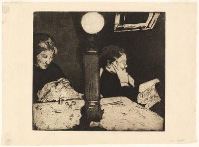 ランプの下、1882年 作： Mary Cassatt