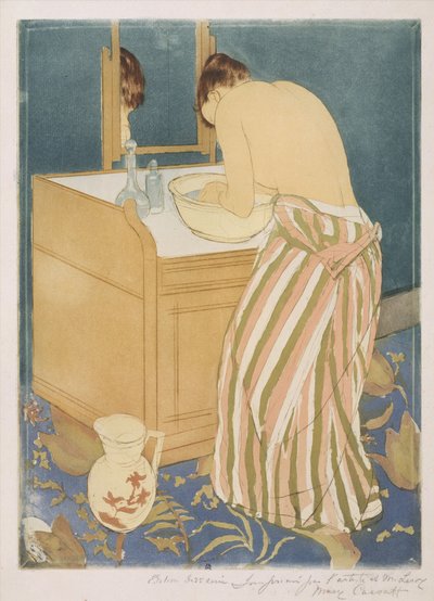 女性の入浴（La Toilette）、1890-1（ドライポイントとアクアチント） 作： Mary Cassatt
