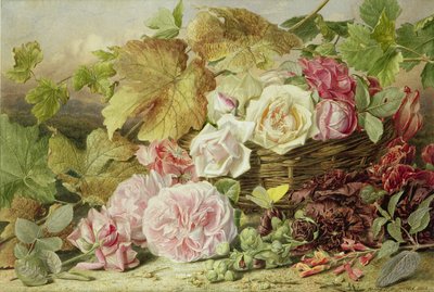 牡丹、バラ、ホリーホック、1862 作： Mary Elizabeth Duffield