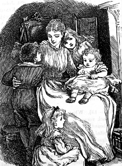 子供を抱きしめる母親 作： Mary Ellen Edwards
