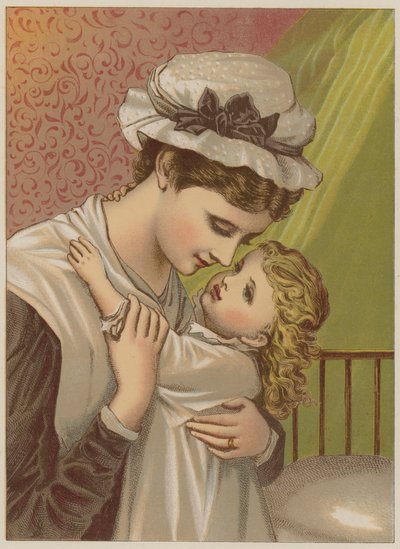 おやすみと言っている赤ちゃん（chromolitho） 作： Mary Ellen Edwards