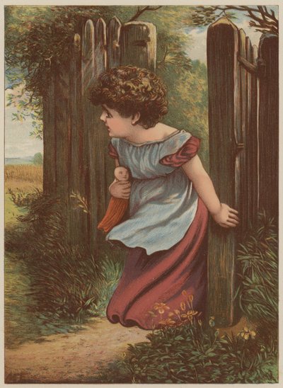 郵便配達を待っている女の子（クロモリト） 作： Mary Ellen Edwards