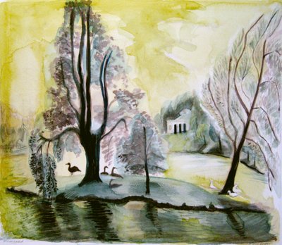ストウヘッド、夕方の湖、2006年（水彩） 作： Mary Kuper